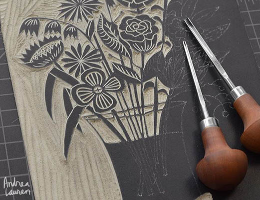 El trabajo sobre linóleo es una técnica de grabado en relieve.